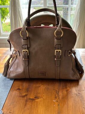 Dooney & Bourke Brown Leather Satchel with Gold Hardware